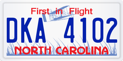 NC license plate DKA4102
