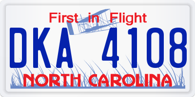 NC license plate DKA4108