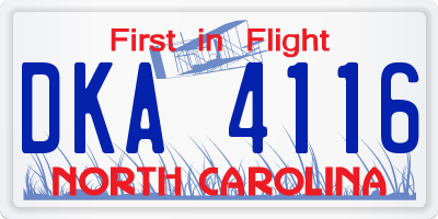 NC license plate DKA4116