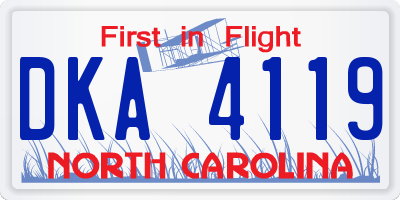NC license plate DKA4119