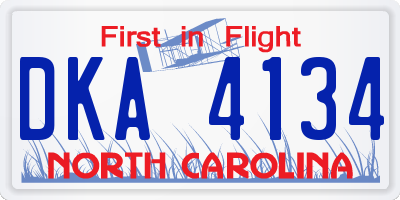NC license plate DKA4134