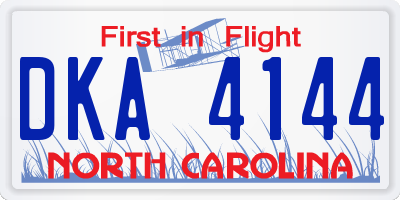 NC license plate DKA4144