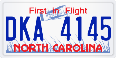 NC license plate DKA4145