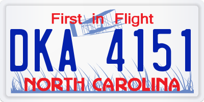 NC license plate DKA4151