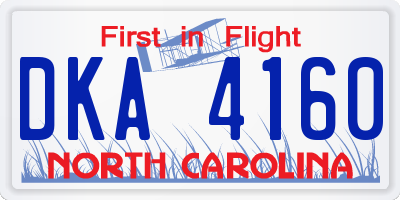 NC license plate DKA4160
