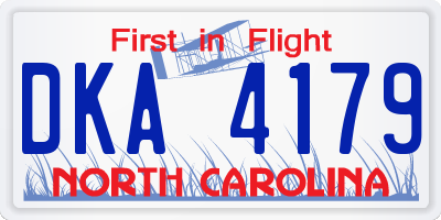 NC license plate DKA4179