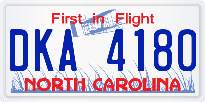 NC license plate DKA4180
