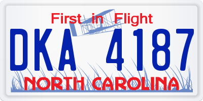 NC license plate DKA4187