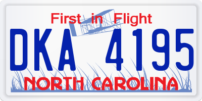 NC license plate DKA4195