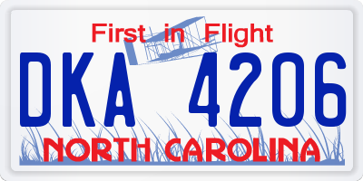 NC license plate DKA4206