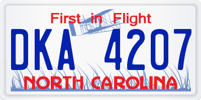 NC license plate DKA4207