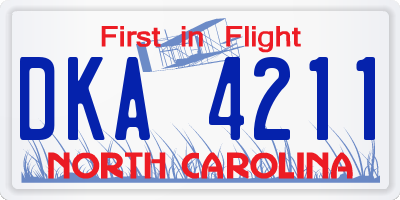 NC license plate DKA4211