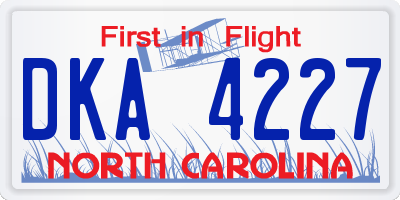 NC license plate DKA4227