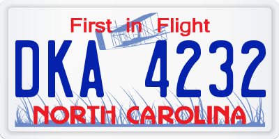 NC license plate DKA4232