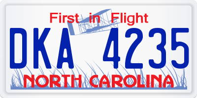 NC license plate DKA4235