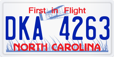 NC license plate DKA4263