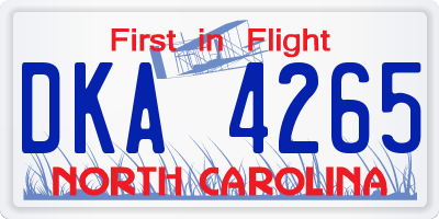 NC license plate DKA4265