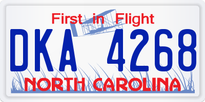 NC license plate DKA4268