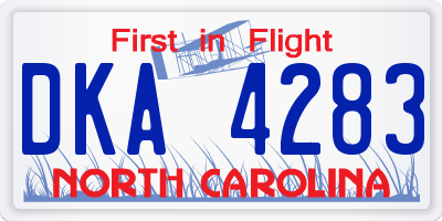 NC license plate DKA4283