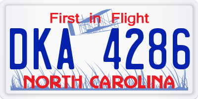 NC license plate DKA4286