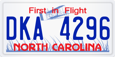 NC license plate DKA4296