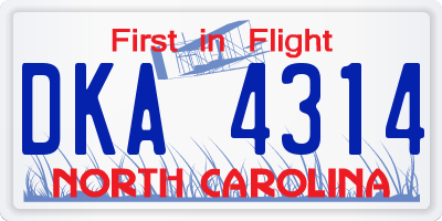 NC license plate DKA4314