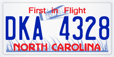 NC license plate DKA4328