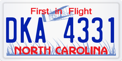 NC license plate DKA4331