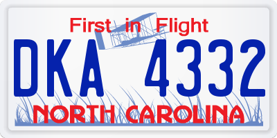 NC license plate DKA4332