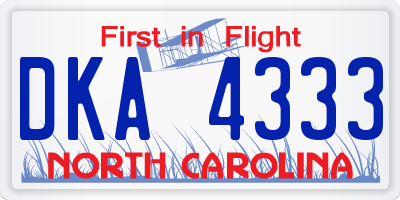 NC license plate DKA4333