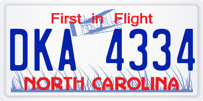 NC license plate DKA4334