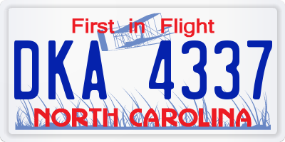 NC license plate DKA4337
