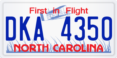 NC license plate DKA4350