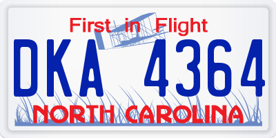 NC license plate DKA4364