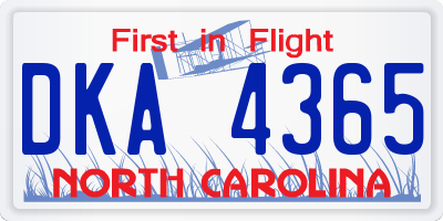 NC license plate DKA4365