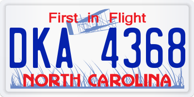 NC license plate DKA4368