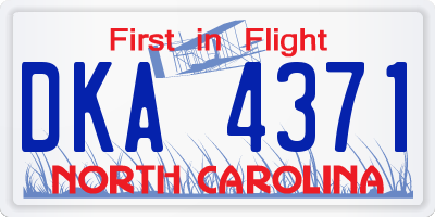 NC license plate DKA4371