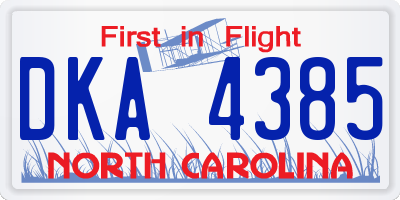 NC license plate DKA4385