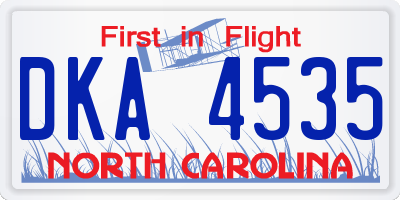 NC license plate DKA4535