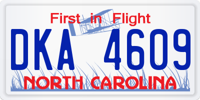 NC license plate DKA4609