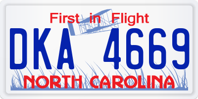 NC license plate DKA4669
