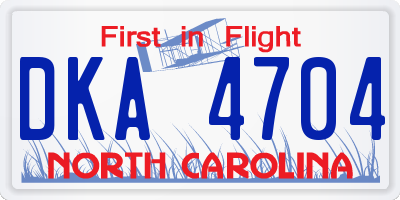 NC license plate DKA4704
