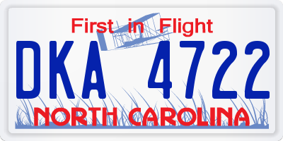 NC license plate DKA4722