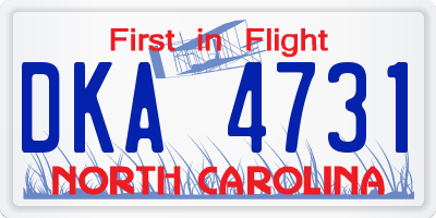 NC license plate DKA4731