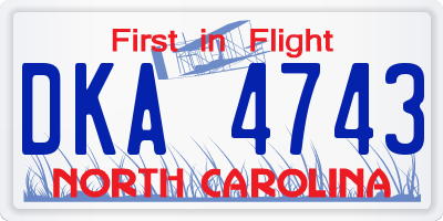 NC license plate DKA4743