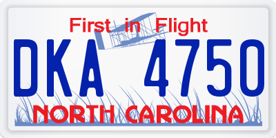 NC license plate DKA4750