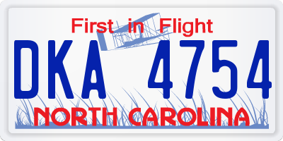 NC license plate DKA4754