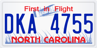NC license plate DKA4755