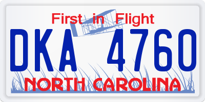 NC license plate DKA4760