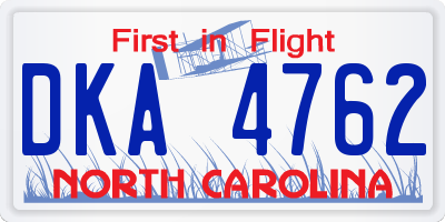 NC license plate DKA4762